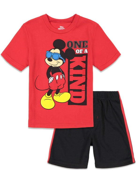 Disney Mickey Mouse Big Boys Athletic T-Shirt Mesh Shorts Outfit Set Infant to Big Kid