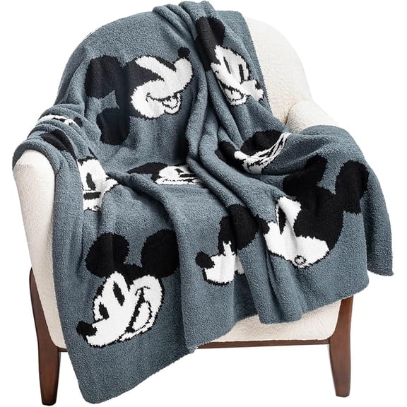 Disney Mickey Mouse Big Expressions Feather Knit Throw - Soft & Cozy Décor