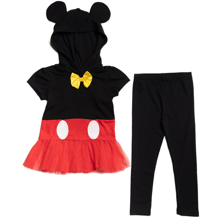 Disney Mickey Mouse Big Girls Cosplay T-Shirt Dress and Leggings