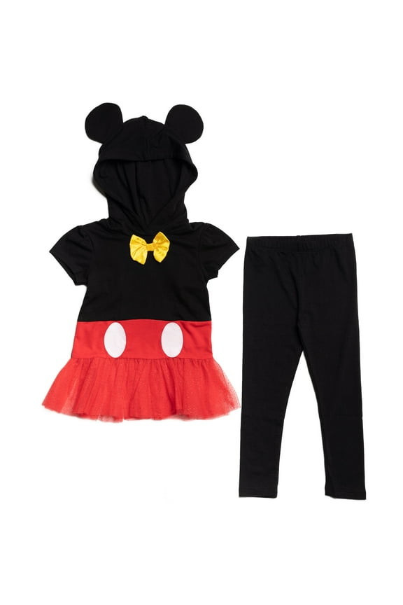 Mickey Mouse Big Girls Cosplay T-Shirt Dress and Leggings Toddler to Big Kid
