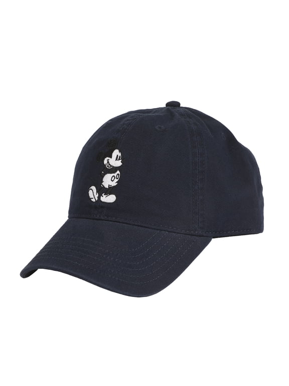Disney Mickey Mouse Black & White Character Art Blue Unstructured Baseball Cap