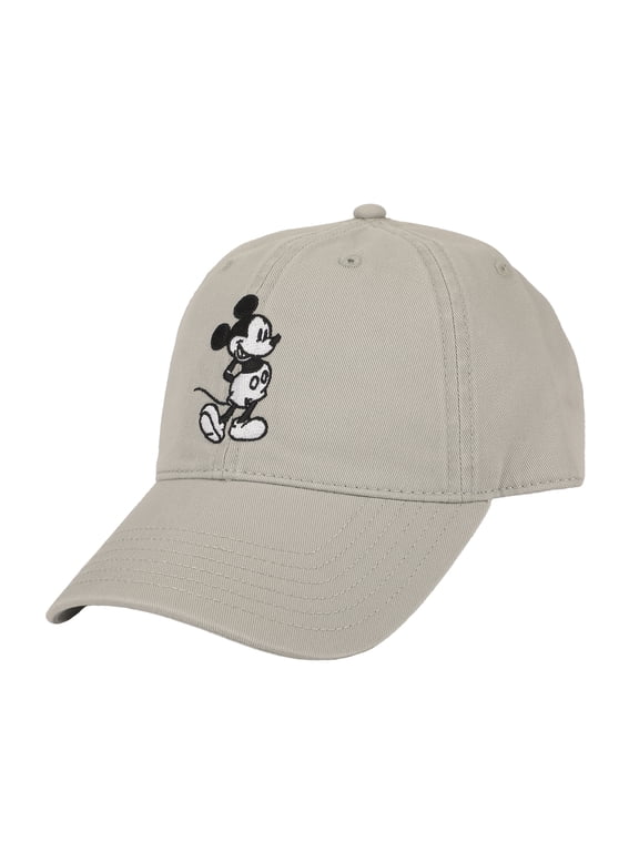 Disney Mickey Mouse Black & White Character Art Gray Unstructured Baseball Cap