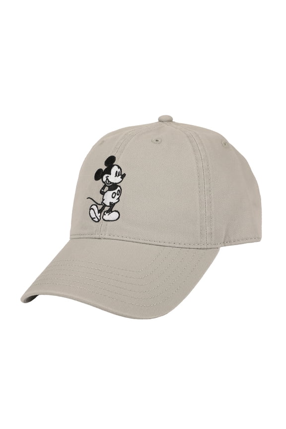 Disney Mickey Mouse Black & White Character Art Gray Unstructured Baseball Cap