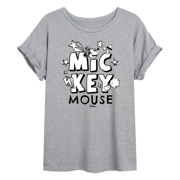 Disney - Mickey Mouse - Black & White Doodle - Women's Oversized T-Shirt