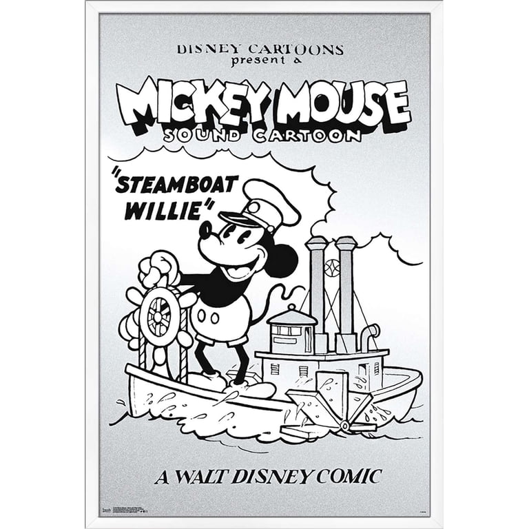 Disney Mickey Mouse - Black and White Steamboat Willie Wall Poster