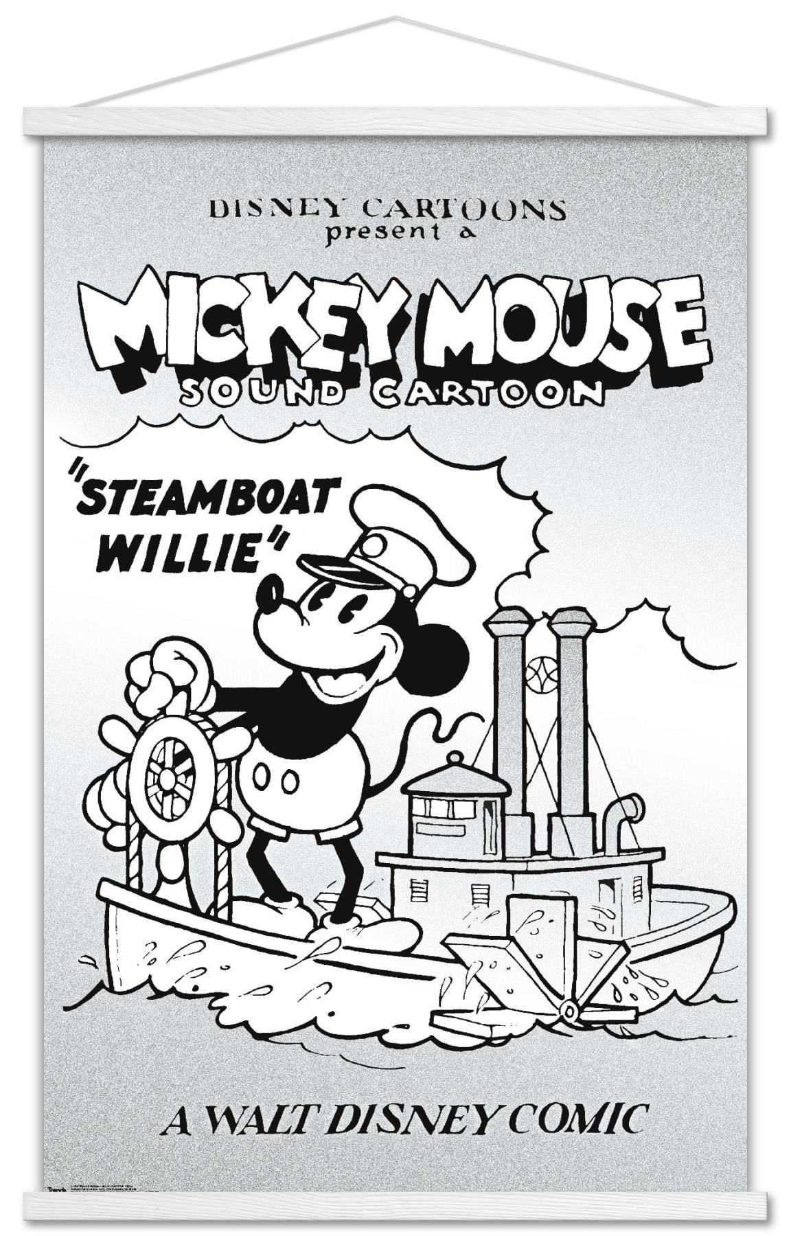 Disney Mickey Mouse - Black and White Steamboat Willie Wall Poster