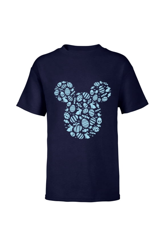 Mickey Mouse Blue Easter - Short Sleeve T-Shirt for Kids - Customized-Navy