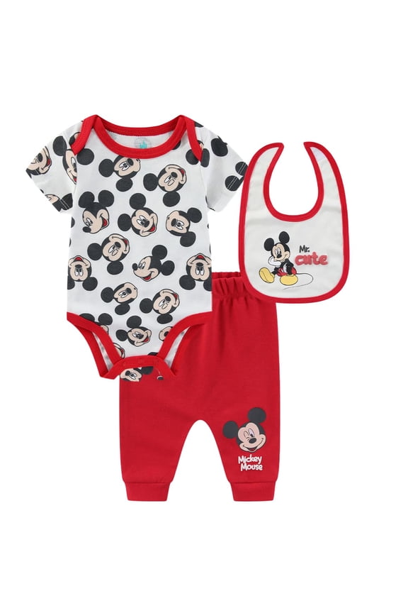 Mickey Mouse Bodysuit with Bib and Pants Set (Baby Boys), 3 Piece Set, Sizes 3M-9M