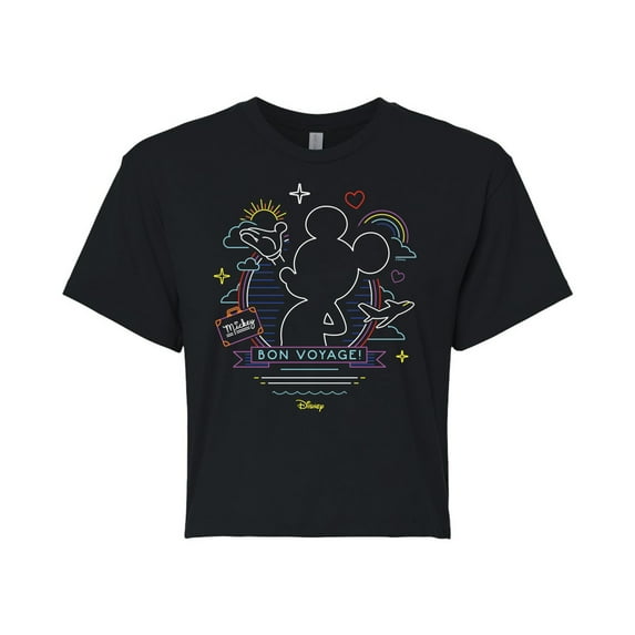 Disney - Mickey Mouse - Bon Voyage on the Cruise - Juniors Cropped Cotton Blend T-Shirt