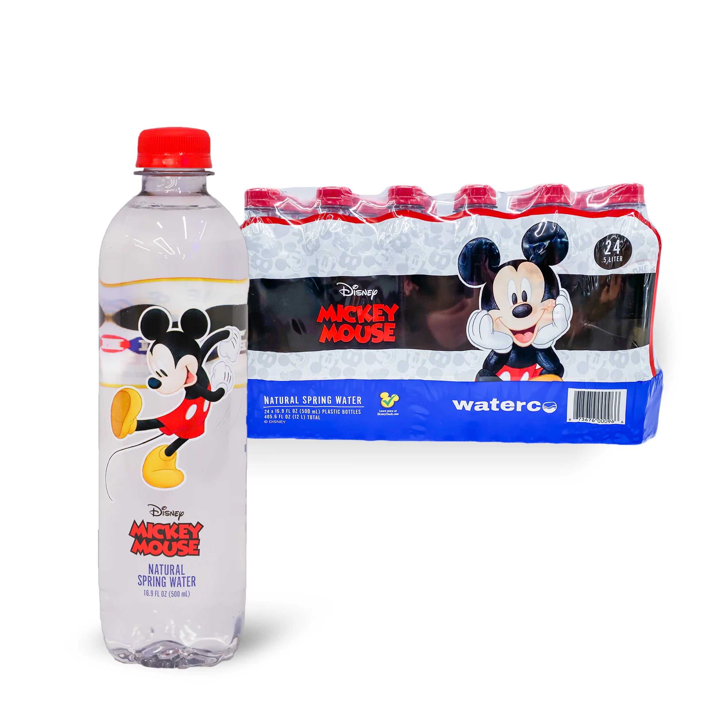 Disney Mickey Mouse Bottled Water - Naturally Filtered Spring Water in 16.9  Fl Ounce PET Plastic Bottles, Recyclable and BPA-Free, Case of 24, by