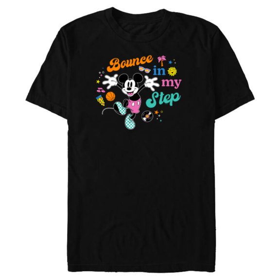 Disney Mickey Mouse Bounce in My Step Retro Vinyl - Short Sleeve Blended T-Shirt for Adults - Customized-Black