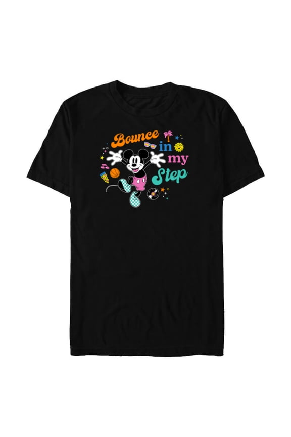 Mickey Mouse Bounce in My Step Retro Vinyl - Short Sleeve Blended T-Shirt for Adults - Customized-Black