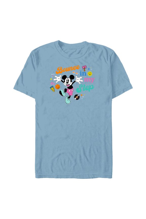 Mickey Mouse Bounce in My Step Retro Vinyl - Short Sleeve Blended T-Shirt for Adults - Customized-Ocean Blue