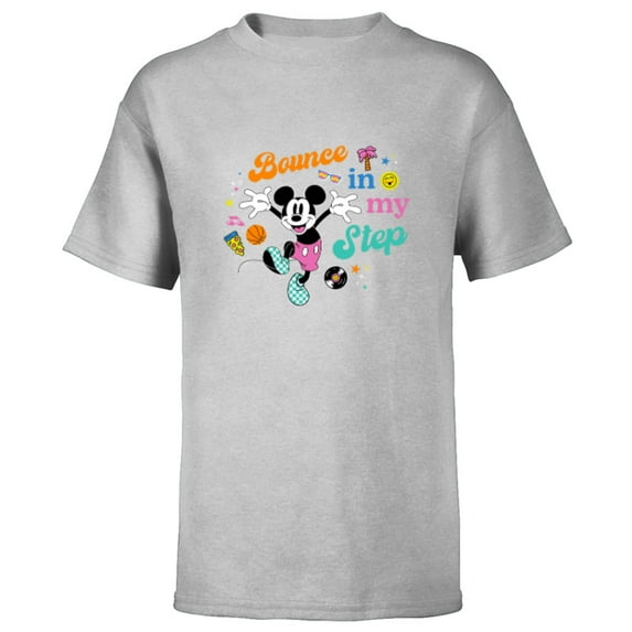 Disney Mickey Mouse Bounce in My Step Retro Vinyl - Short Sleeve T-Shirt for Kids - Customized-Athletic Heather
