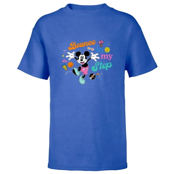 Disney Mickey Mouse Bounce in My Step Retro Vinyl - Short Sleeve T-Shirt for Kids - Customized-Royal