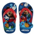thumbnail image 1 of Disney Mickey Mouse Boy Toddler Flip Flops with Back Strap, Blue Red, 5-6, 1 of 7