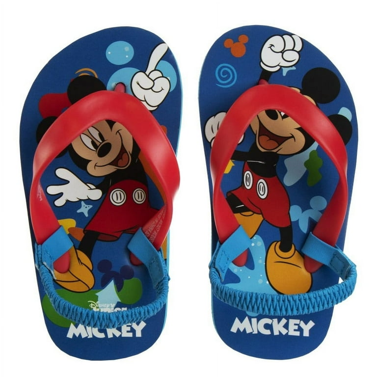 ✴︎mickey✴︎ Disney Mickey Mouse Boy Toddler Flip Flops with back strap - Blue