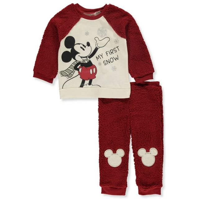 Disney Mickey Mouse Boys' 2Piece Fleece Joggers Set Outfit red, 3t (Toddler)