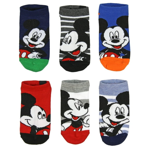 Disney Mickey Mouse Boys' Ankle 5 Pair Children's No Show Socks