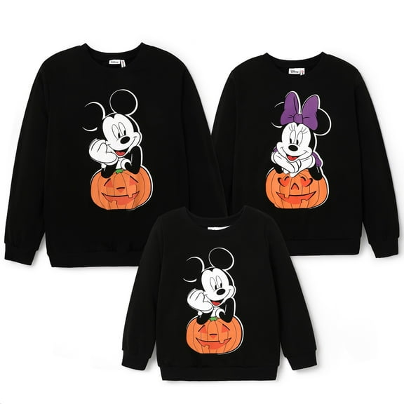 Disney Mickey Mouse Boys Graphic Sweatshirts Halloween Pumpkin Family Matching Outfits Pullover Tops