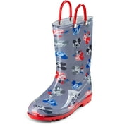 DISNEY Mickey Mouse Boys Grey PVC Rainboots - Easy-on Handles - Size 5 Toddler