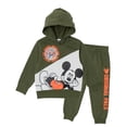 thumbnail image 1 of Disney Mickey Mouse Boys’ Hoodie and Jogger Pants Set with Lenticular Patch, 2-Piece Fleece Outfit (Green, 4T), 1 of 5