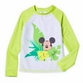 thumbnail image 1 of Disney Mickey Mouse Boys' Long Sleeve Rash Guard Swim Shirt UPF 50+ Sun Protection, Lime Green, 1 of 2