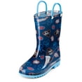 thumbnail image 1 of Disney Mickey Mouse Toddler Boy Shoes with Pull-On Handles Rain Boots Mid-Calf, Navy-Red, Size 7, 1 of 6