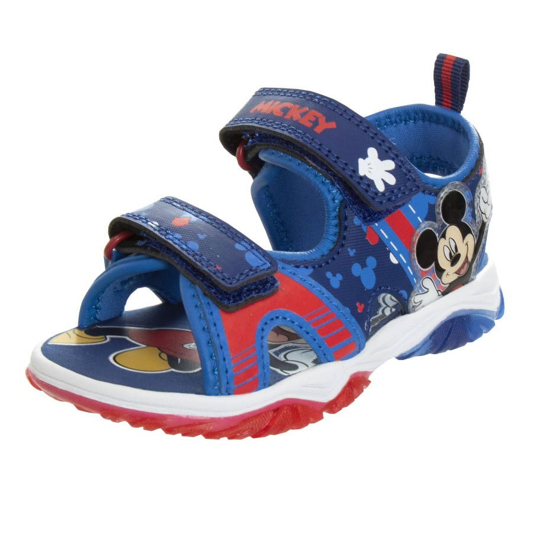 Disney Mickey Mouse Toddler Boys’ Hook & Loop Sandals, Blue & Red, Size 8