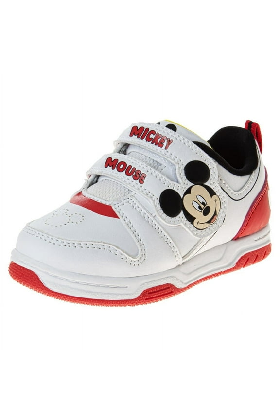 Mickey Mouse Boys Sneakers. (Toddler Little Kids), White Red, Size: 5
