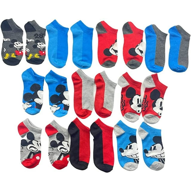 Disney Mickey Mouse Boys Socks No Show Socks for Kids Size 10-4, 10 ...