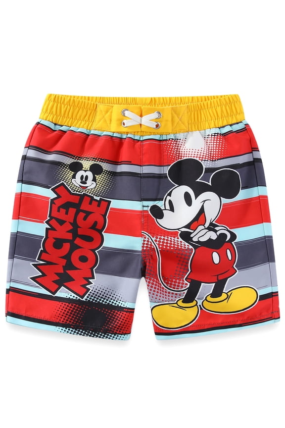 Mickey Mouse Boys UPF 50+ Swim Trunks Bathing Suit (Boys), Sizes 2T-7
