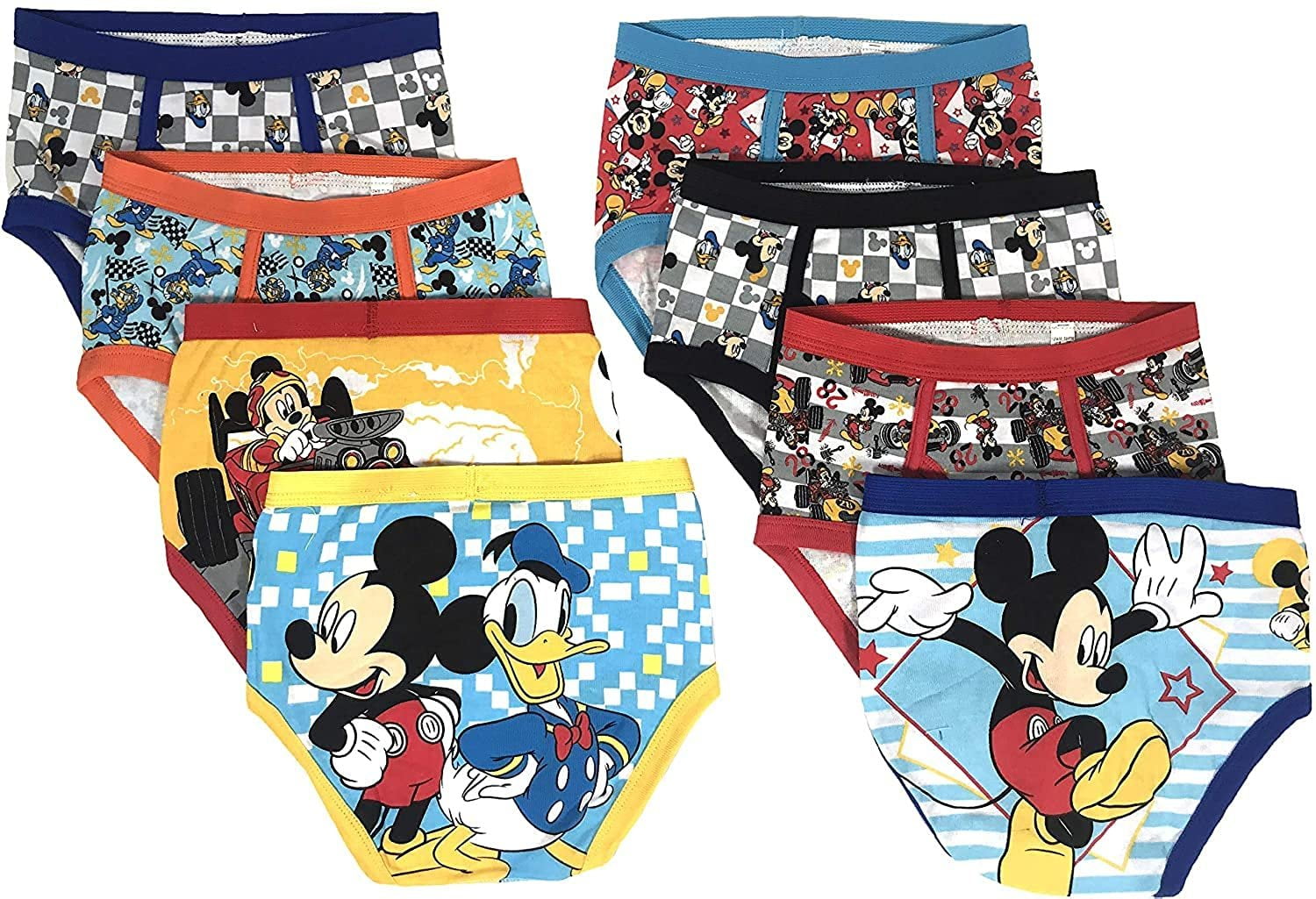 Disney Mickey Mouse Boys Underwear - 8-Pack Cotton Toddler/Little