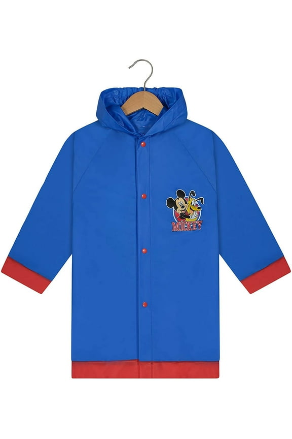 Mickey Mouse Boys Waterproof Outwear Hooded Rain Slicker