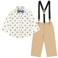 thumbnail image 1 of Disney Mickey Mouse Button Down Shirt Twill Pants Suspenders and Bow-Tie 4 Piece Outfit Set Infant to Big Kid, 1 of 5