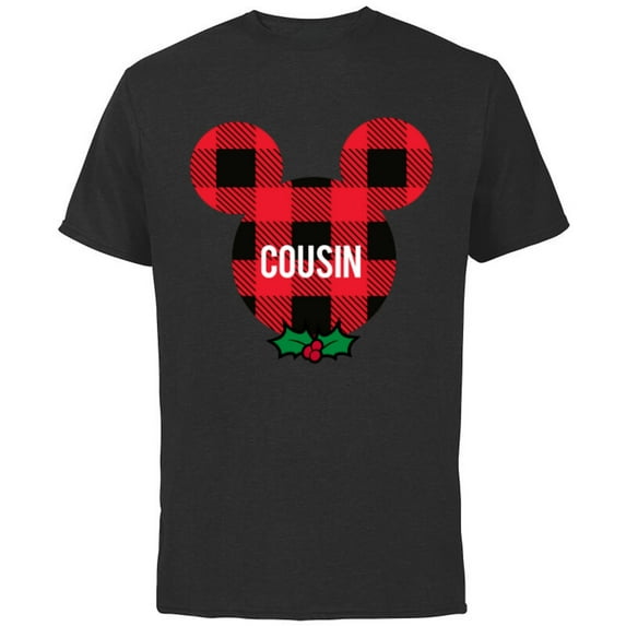 Disney Mickey Mouse COUSIN Holiday Family - Short Sleeve Cotton T-Shirt for Adults - Customized-Black