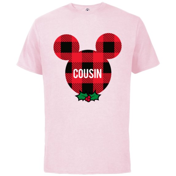 Disney Mickey Mouse COUSIN Holiday Family - Short Sleeve Cotton T-Shirt for Adults - Customized-Soft Pink