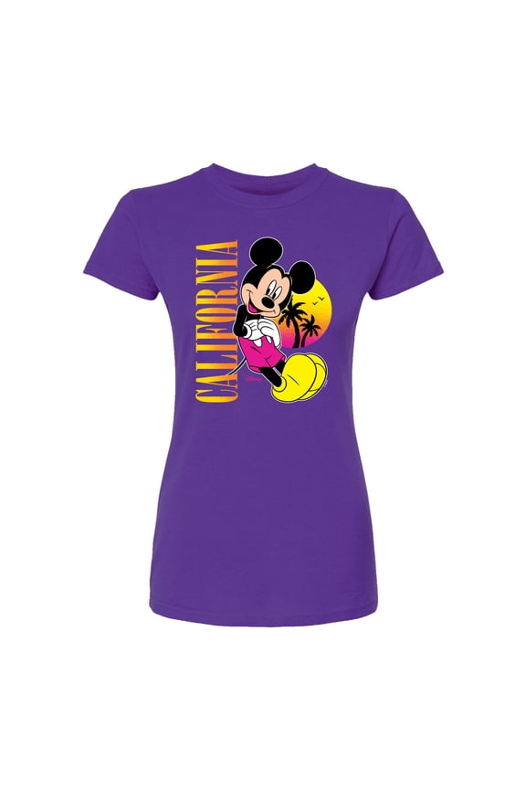 - Mickey Mouse California - Juniors Fitted Short Sleeve Graphic T-Shirt