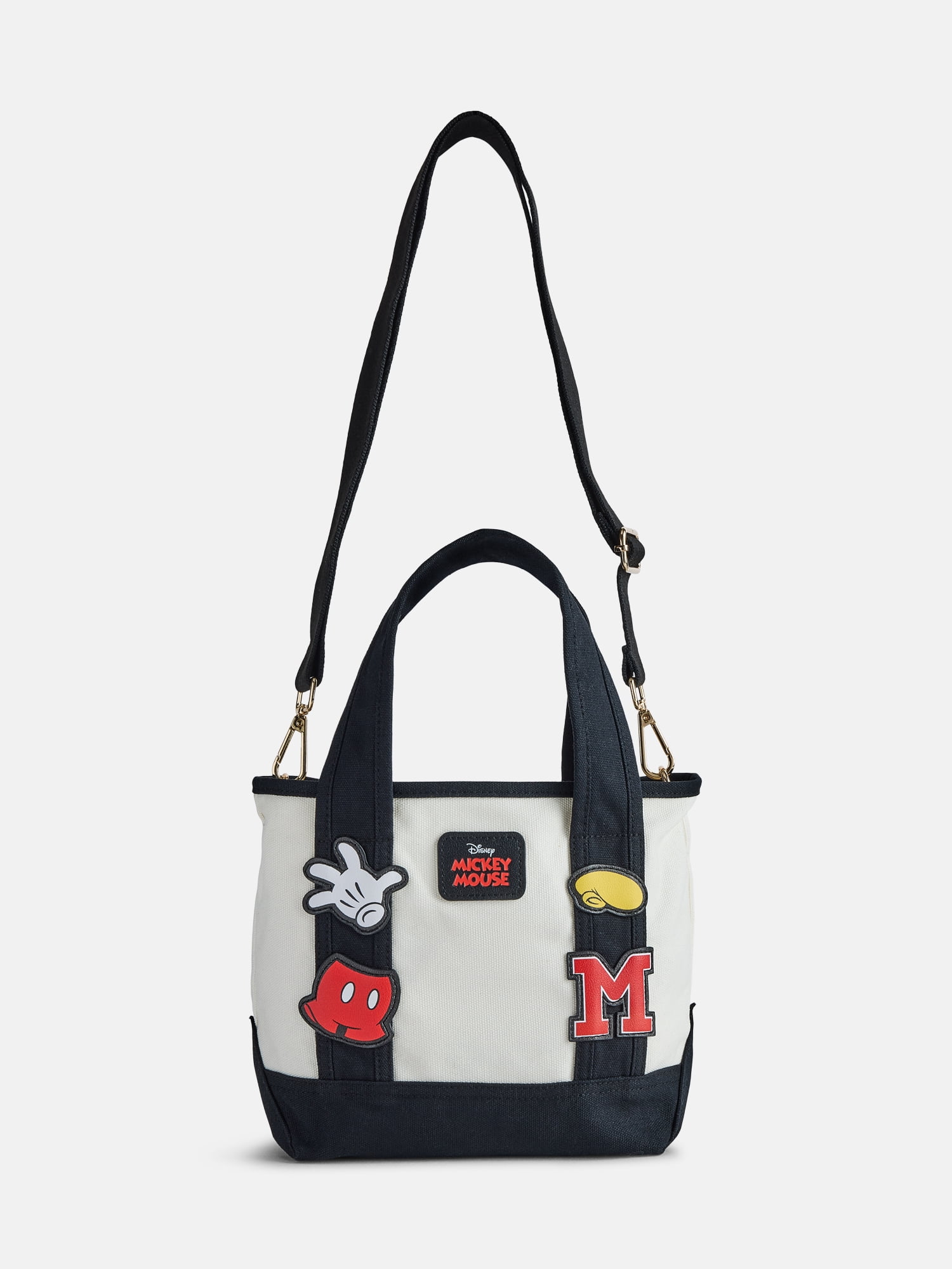 Disney Mickey Mouse Women's Patches Canvas Tote Bag, Black