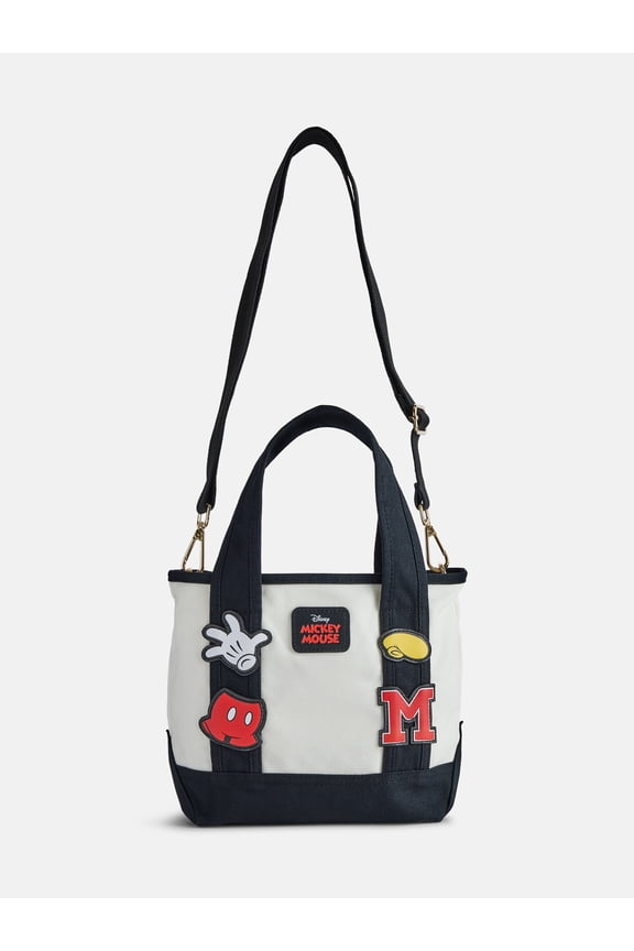 Disney Mickey Mouse Women's Patches Canvas Tote Bag, Black