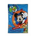 thumbnail image 1 of Disney Mickey Mouse Captain Mickey Super Soft Toddler Blanket, Blue, Orange, 1 of 2