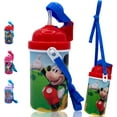 thumbnail image 1 of Disney Mickey Mouse Carrying Strap One Touch Water Bottle with Reusable Built in Straw, Safe Approved BPA Free, 1 of 5