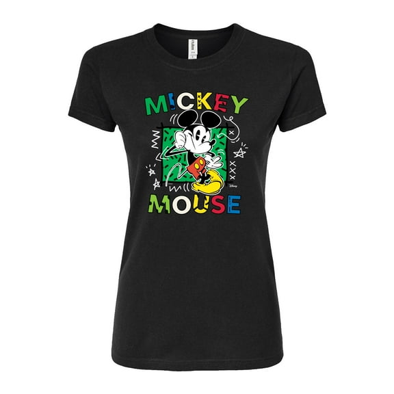 Disney - Mickey Mouse Cartoon Pop - Juniors Fitted Graphic T-Shirt