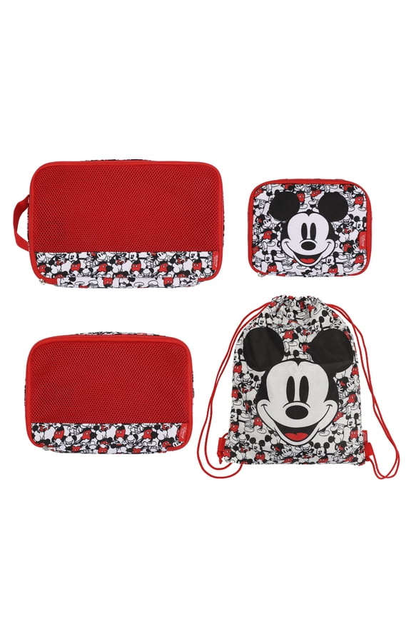 Disney Mickey Mouse Character Face 4-Piece Packing Cube & Laundry Bag Set