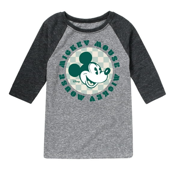 Disney - Mickey Mouse Checker Badge - Toddler & Youth Raglan Graphic T-Shirt