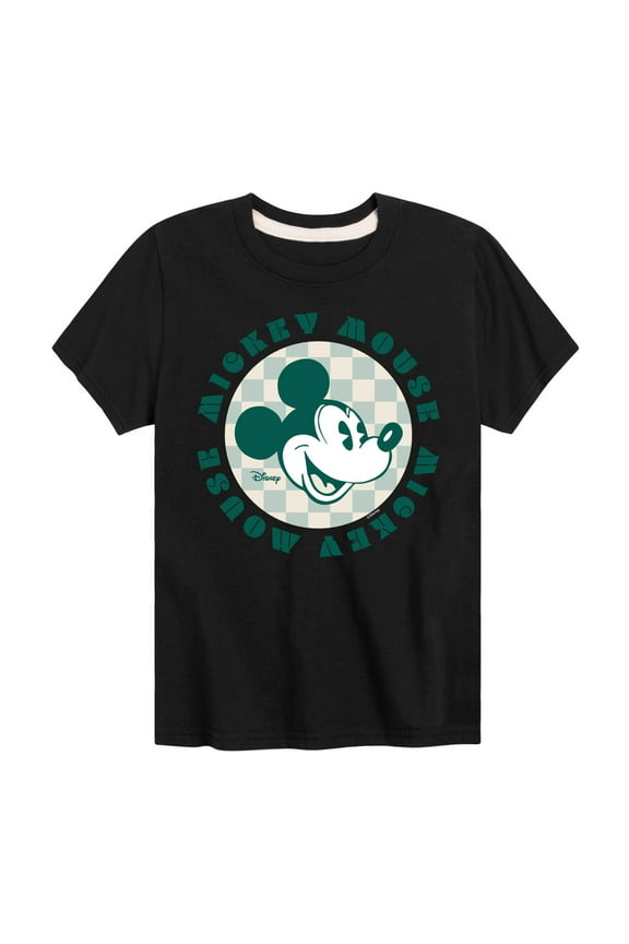 - Mickey Mouse Checker Badge - Toddler & Youth Short Sleeve Graphic T-Shirt
