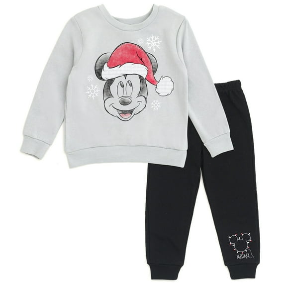 Disney Mickey Mouse Christmas Fleece Sweatshirt and Jogger Pants Outfit Set Toddler to Big Kid