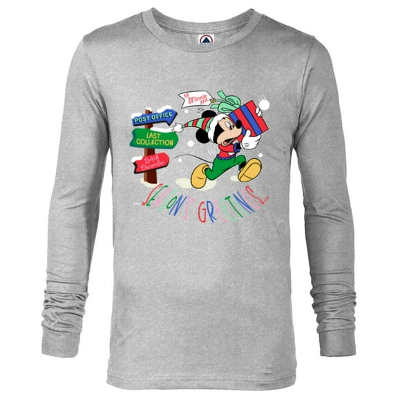 Disney Mickey Mouse Christmas Holiday Gift Running Late - Long Sleeve T-Shirt for Men - Customized-Athletic Heather