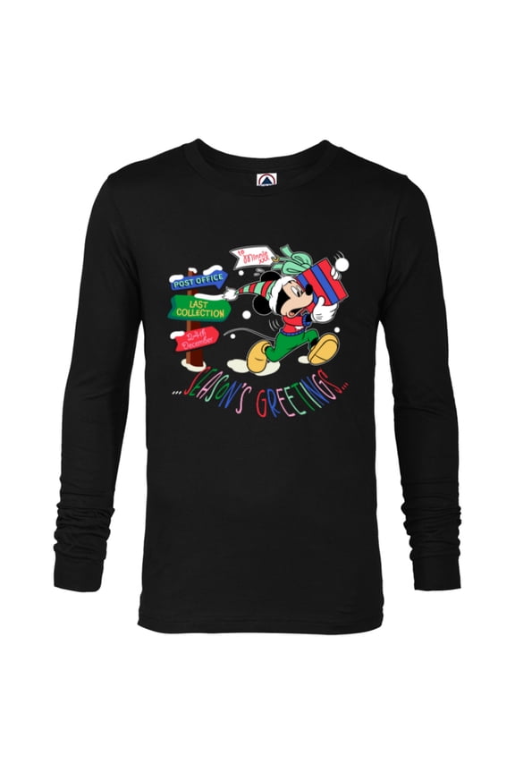 Mickey Mouse Christmas Holiday Gift Running Late - Long Sleeve T-Shirt for Men - Customized-Black