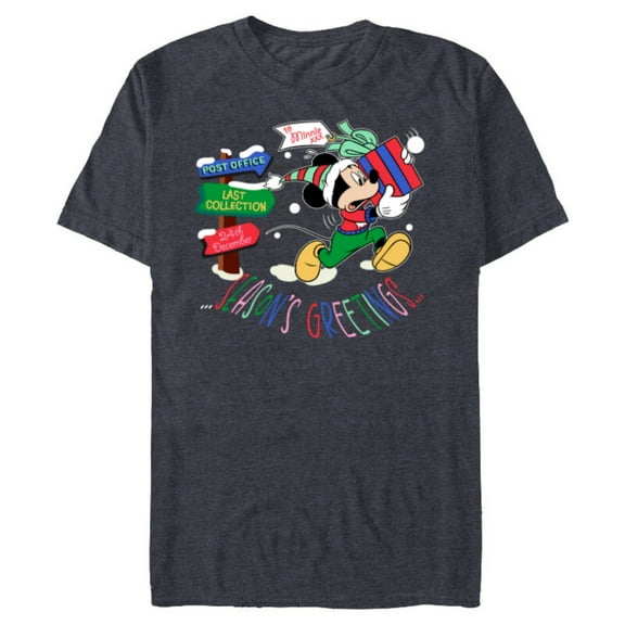 Disney Mickey Mouse Christmas Holiday Gift Running Late - Short Sleeve Blended T-Shirt for Adults - Customized-Navy Heather